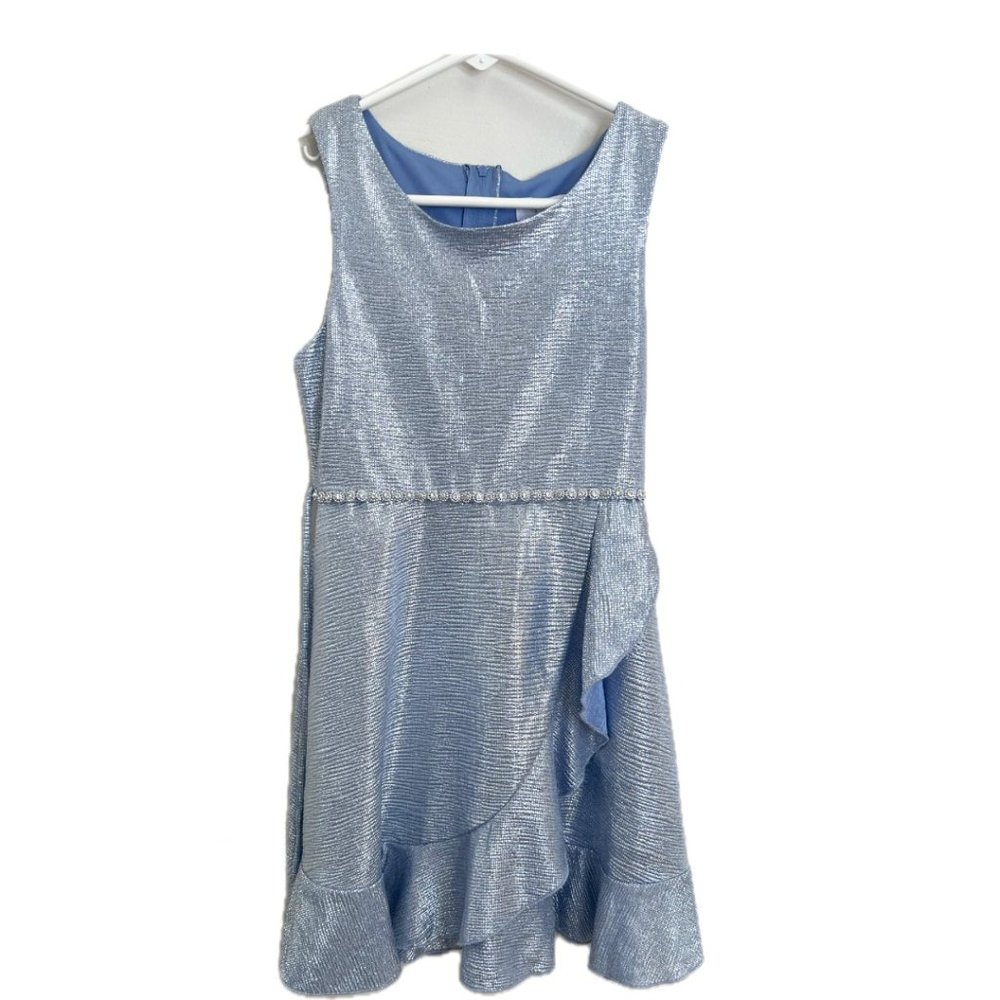 Girls dress shimmering silver blue size 8